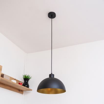 Κρεμαστό φωτιστικό VESPER με καλώδιο 1xE27/15W/230 Ø 30 cm μαύρο/χρυσό