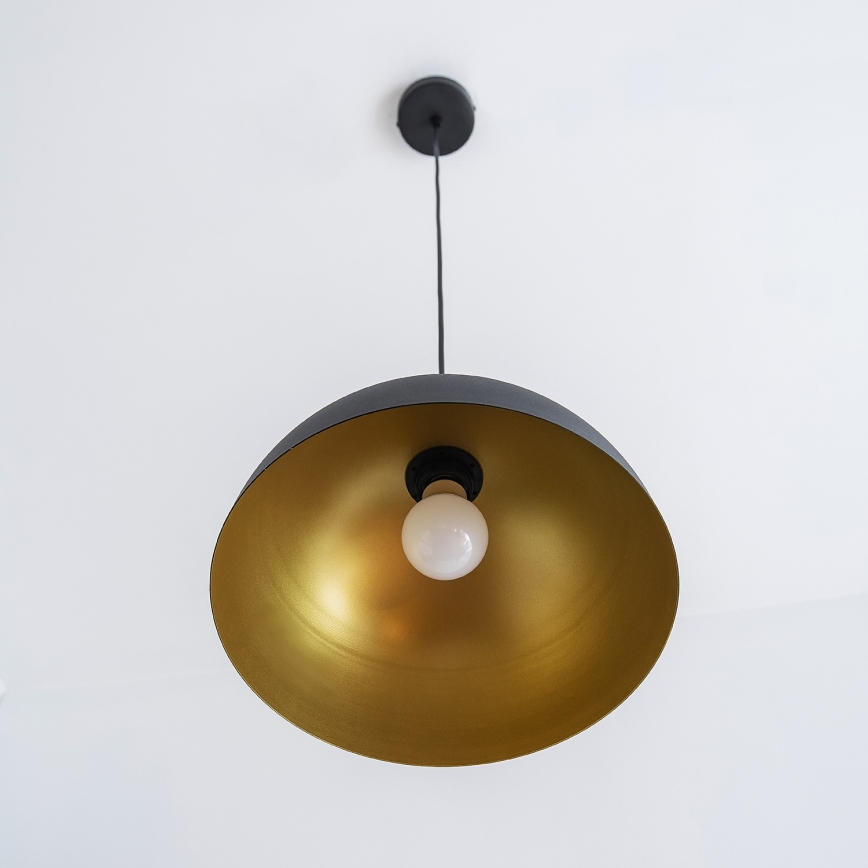 Κρεμαστό φωτιστικό VESPER με καλώδιο 1xE27/15W/230 Ø 30 cm μαύρο/χρυσό