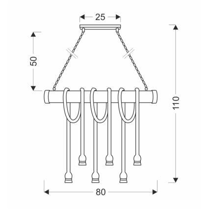 Κρεμαστό φωτιστικό VINT με αλυσίδα, 6xE27/40W/230V, από μπαμπού