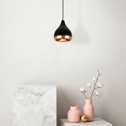 Κρεμαστό φωτιστικό YILDO 1xE27/40W/230V μαύρο/χάλκινο