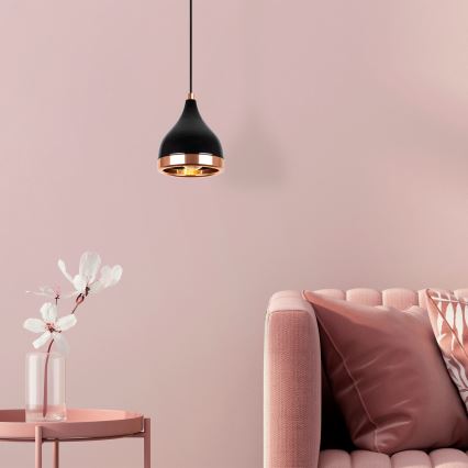 Κρεμαστό φωτιστικό YILDO 1xE27/40W/230V μαύρο/χάλκινο