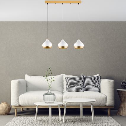 Κρεμαστό Φωτιστικό YILDO 3xE27/40W/230V άσπρο/χρυσό