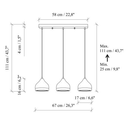 Κρεμαστό Φωτιστικό YILDO 3xE27/40W/230V άσπρο/χρυσό