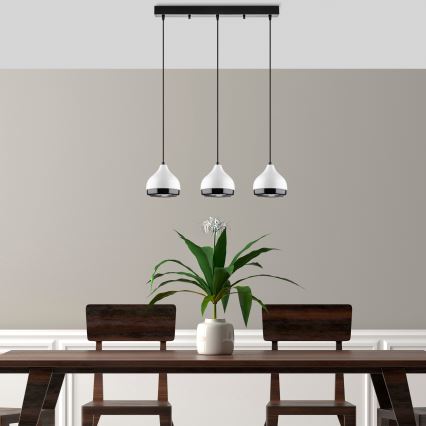 Κρεμαστό φωτιστικό YILDO 3xE27/40W/230V λευκό/μαύρο