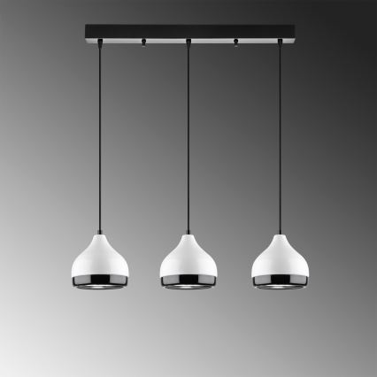 Κρεμαστό φωτιστικό YILDO 3xE27/40W/230V λευκό/μαύρο