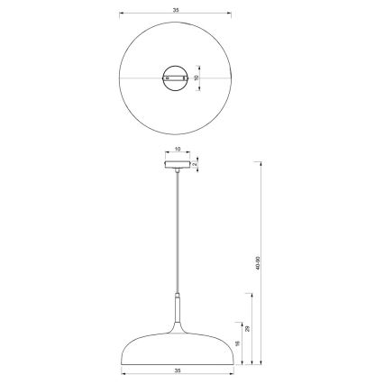 Κρεμαστό φωτιστικό - καμπάνα LINCOLN 1xE27/60W/230V δ. 35 cm μαύρο