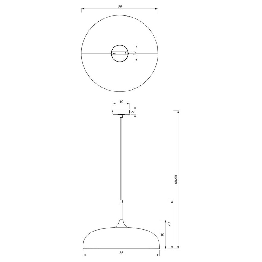 Κρεμαστό φωτιστικό - καμπάνα LINCOLN 1xE27/60W/230V δ. 35 cm μαύρο