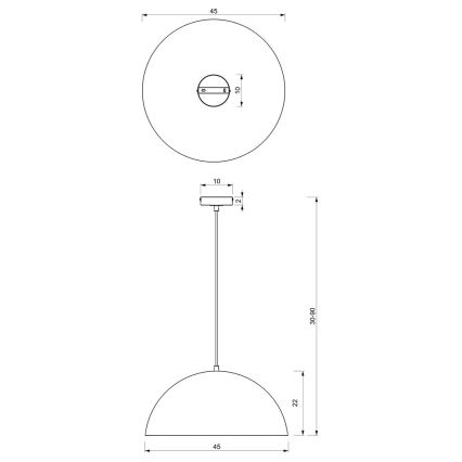 Κρεμαστό φωτιστικό κλασσικό μονόφωτο BETA 1xE27/60W/230V διάμετρος 45 cm λευκό