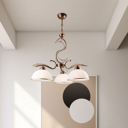 Κρεμαστό φωτιστικό με αλυσίδα COBRA 5xE27/60W/230V μπρούντζος/πατίνα
