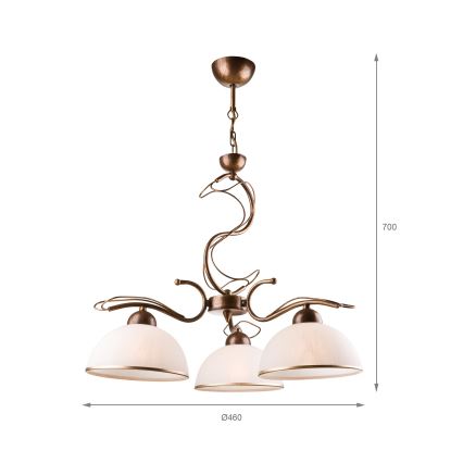 Κρεμαστό φωτιστικό με αλυσίδα COBRA 5xE27/60W/230V μπρούντζος/πατίνα
