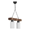 Κρεμαστό φωτιστικό με αλυσίδα JASMIN 2xE27/40W/230V καφέ/λευκό