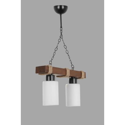 Κρεμαστό φωτιστικό με αλυσίδα JASMIN 2xE27/40W/230V καφέ/λευκό