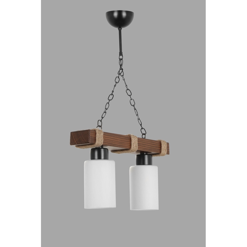 Κρεμαστό φωτιστικό με αλυσίδα JASMIN 2xE27/40W/230V καφέ/λευκό