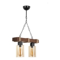 Κρεμαστό φωτιστικό με αλυσίδα JASMIN 2xE27/40W/230V καφέ/μπεζ