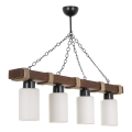 Κρεμαστό φωτιστικό με αλυσίδα JASMIN 4xE27/40W/230V καφέ/λευκό
