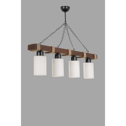 Κρεμαστό φωτιστικό με αλυσίδα JASMIN 4xE27/40W/230V καφέ/λευκό