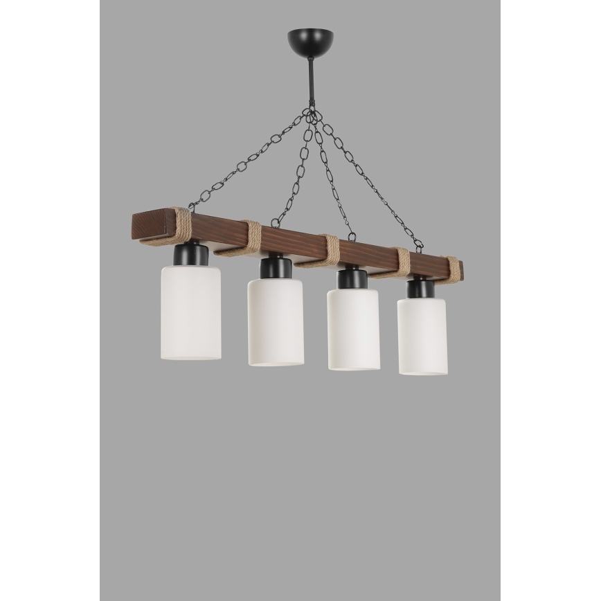 Κρεμαστό φωτιστικό με αλυσίδα JASMIN 4xE27/40W/230V καφέ/λευκό