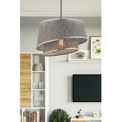Κρεμαστό φωτιστικό με καλώδιο BARETTE 1xE27/60W/230V γκρι/γυαλισμένο χρώμιο