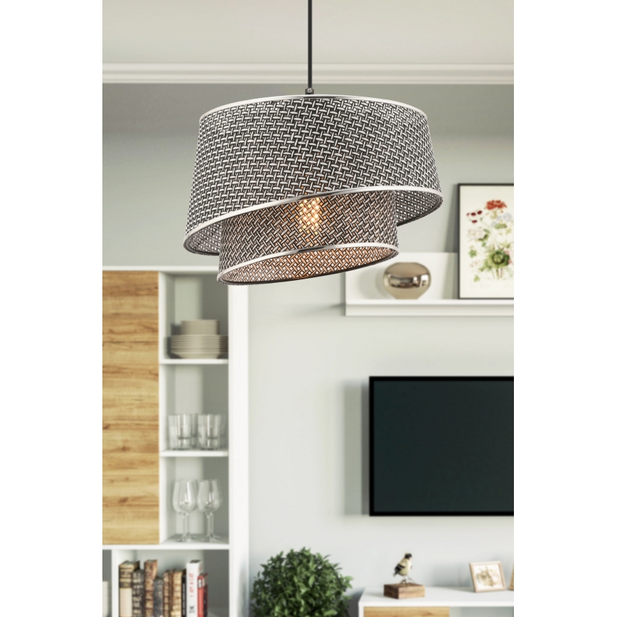 Κρεμαστό φωτιστικό με καλώδιο BARETTE 1xE27/60W/230V γκρι/γυαλισμένο χρώμιο