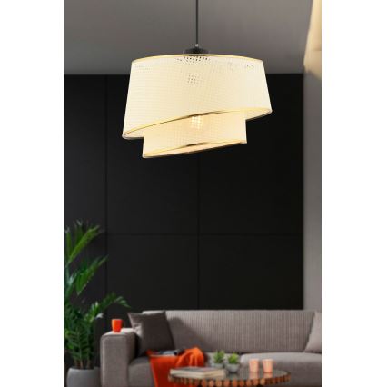 Κρεμαστό φωτιστικό με καλώδιο BARETTE 1xE27/60W/230V εκρού/χρυσό