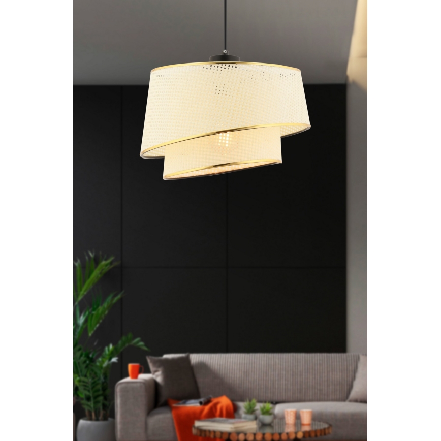 Κρεμαστό φωτιστικό με καλώδιο BARETTE 1xE27/60W/230V εκρού/χρυσό