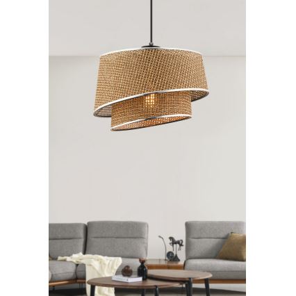Κρεμαστό φωτιστικό με καλώδιο BARETTE 1xE27/60W/230V καφέ/γυαλιστερό χρώμιο