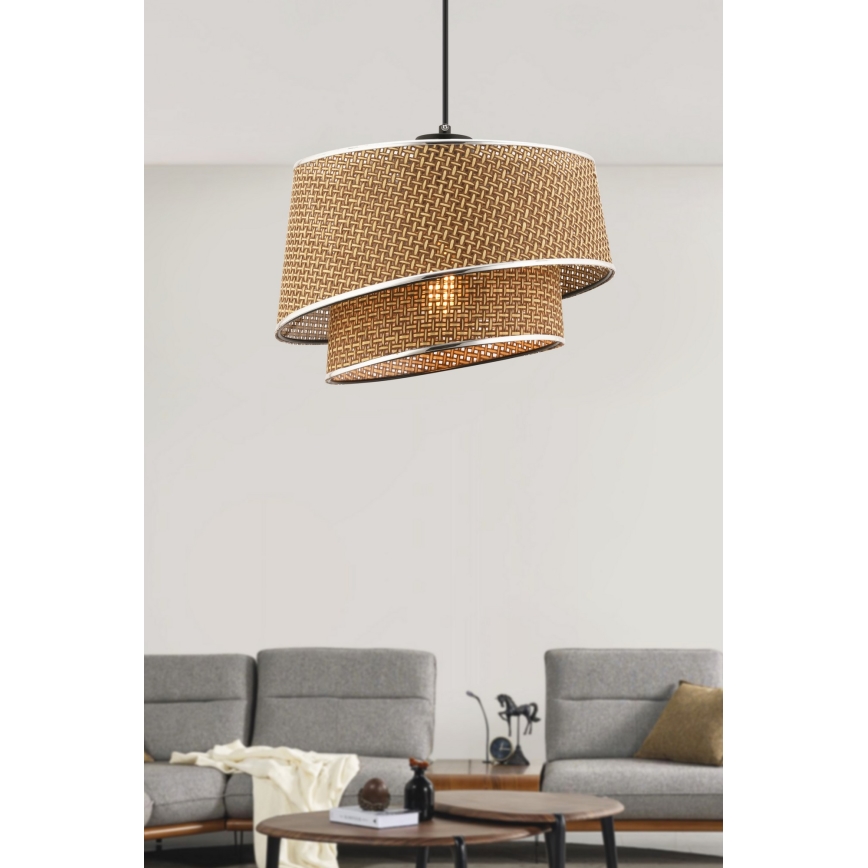 Κρεμαστό φωτιστικό με καλώδιο BARETTE 1xE27/60W/230V καφέ/γυαλιστερό χρώμιο