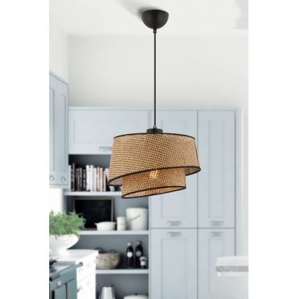 Κρεμαστό φωτιστικό με καλώδιο BARETTE 1xE27/60W/230V καφέ/μαύρο