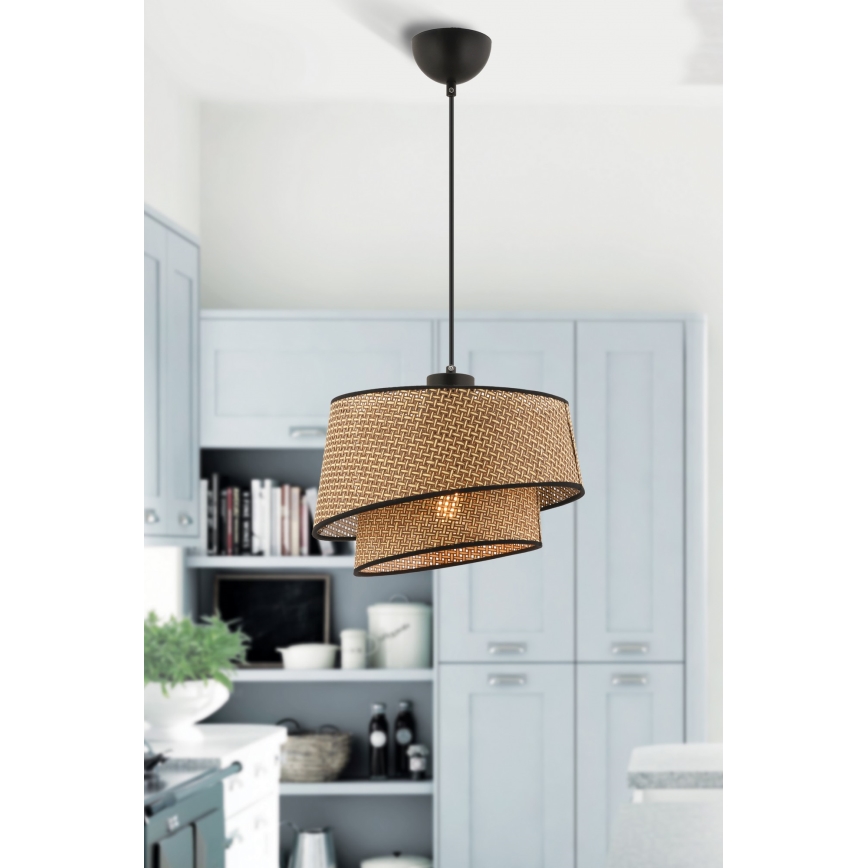 Κρεμαστό φωτιστικό με καλώδιο BARETTE 1xE27/60W/230V καφέ/μαύρο
