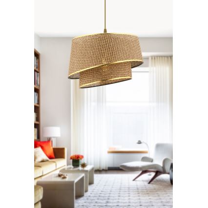 Κρεμαστό φωτιστικό με καλώδιο BARETTE 1xE27/60W/230V καφέ/χρυσό