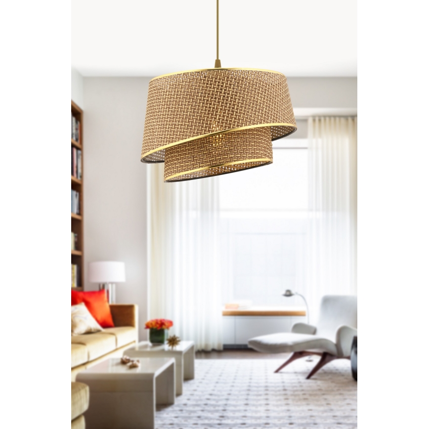 Κρεμαστό φωτιστικό με καλώδιο BARETTE 1xE27/60W/230V καφέ/χρυσό