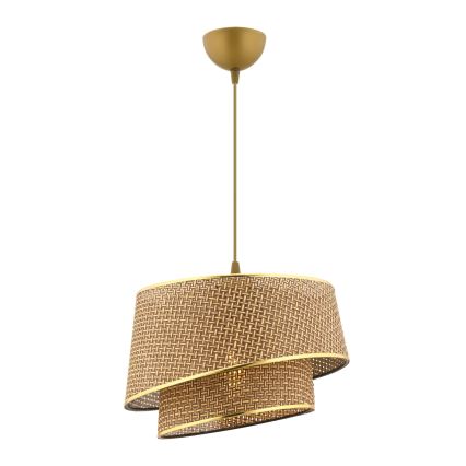 Κρεμαστό φωτιστικό με καλώδιο BARETTE 1xE27/60W/230V καφέ/χρυσό