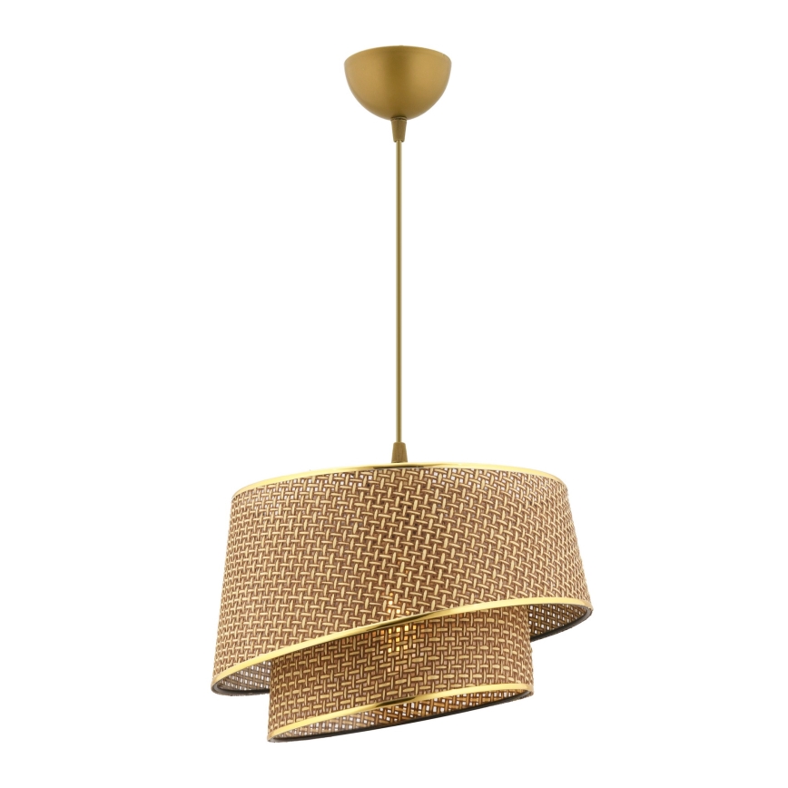 Κρεμαστό φωτιστικό με καλώδιο BARETTE 1xE27/60W/230V καφέ/χρυσό