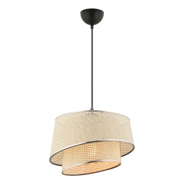 Κρεμαστό φωτιστικό με καλώδιο BARETTE 1xE27/60W/230V κρεμ απόχρωση/γυαλιστερό χρώμιο