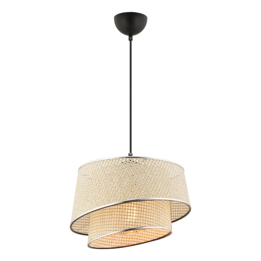 Κρεμαστό φωτιστικό με καλώδιο BARETTE 1xE27/60W/230V κρεμ απόχρωση/γυαλιστερό χρώμιο