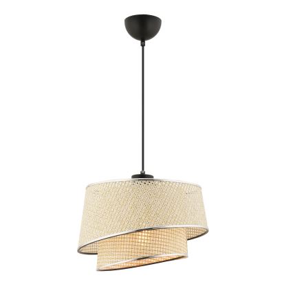 Κρεμαστό φωτιστικό με καλώδιο BARETTE 1xE27/60W/230V κρεμ απόχρωση/γυαλιστερό χρώμιο