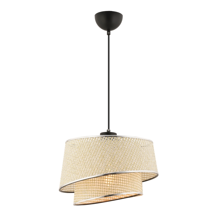 Κρεμαστό φωτιστικό με καλώδιο BARETTE 1xE27/60W/230V κρεμ απόχρωση/γυαλιστερό χρώμιο