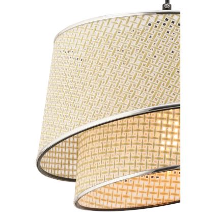 Κρεμαστό φωτιστικό με καλώδιο BARETTE 1xE27/60W/230V κρεμ απόχρωση/γυαλιστερό χρώμιο