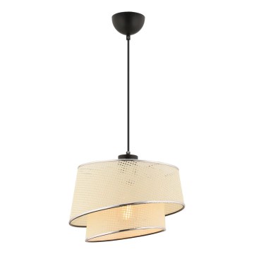 Κρεμαστό φωτιστικό με καλώδιο BARETTE 1xE27/60W/230V κρεμ/γυαλιστερό χρώμιο