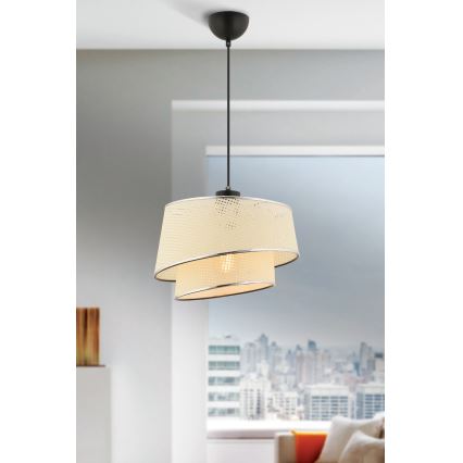 Κρεμαστό φωτιστικό με καλώδιο BARETTE 1xE27/60W/230V κρεμ/γυαλιστερό χρώμιο
