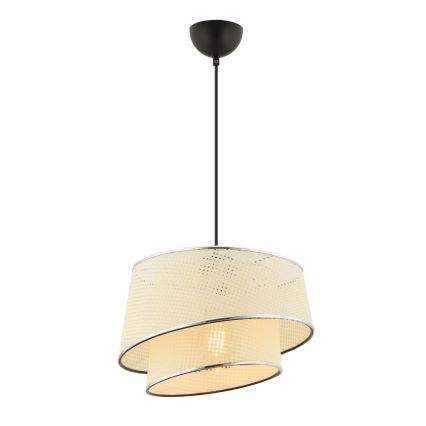 Κρεμαστό φωτιστικό με καλώδιο BARETTE 1xE27/60W/230V κρεμ/γυαλιστερό χρώμιο