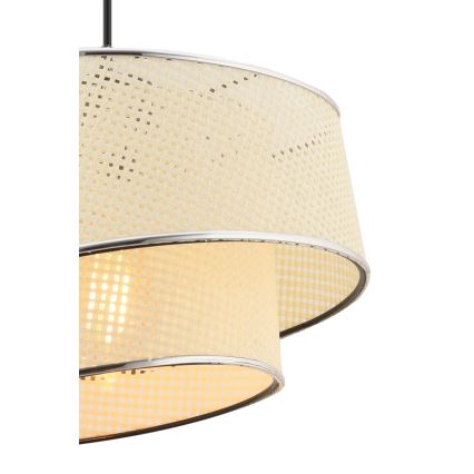 Κρεμαστό φωτιστικό με καλώδιο BARETTE 1xE27/60W/230V κρεμ/γυαλιστερό χρώμιο