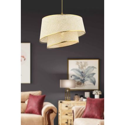 Κρεμαστό φωτιστικό με καλώδιο BARETTE 1xE27/60W/230V κρεμ/χρυσό