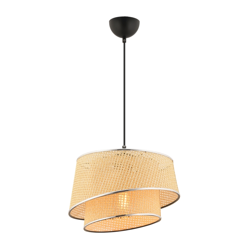 Κρεμαστό φωτιστικό με καλώδιο BARETTE 1xE27/60W/230V μπεζ/γυαλισμένο χρώμιο
