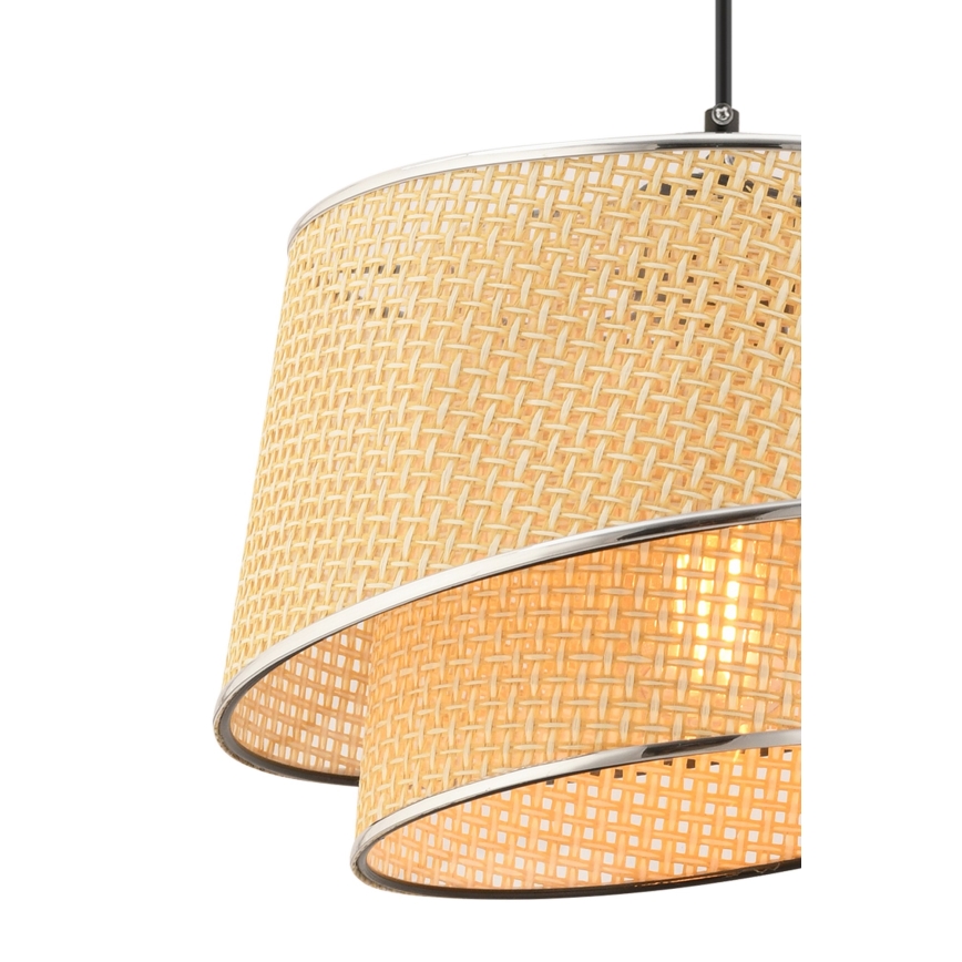 Κρεμαστό φωτιστικό με καλώδιο BARETTE 1xE27/60W/230V μπεζ/γυαλισμένο χρώμιο