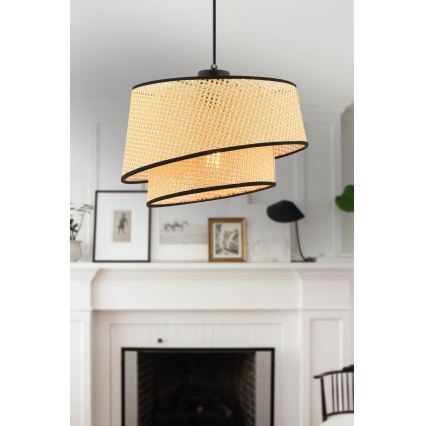 Κρεμαστό φωτιστικό με καλώδιο BARETTE 1xE27/60W/230V μπεζ/μαύρο