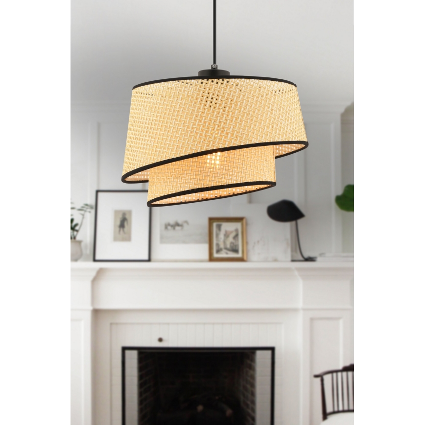Κρεμαστό φωτιστικό με καλώδιο BARETTE 1xE27/60W/230V μπεζ/μαύρο