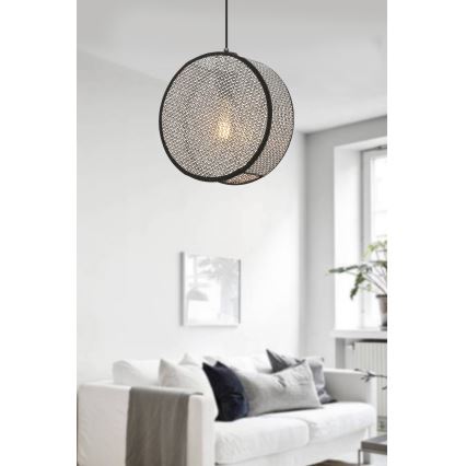 Κρεμαστό φωτιστικό με καλώδιο BIG DRUM 1xE27/60W/230V γκρι/μαύρο