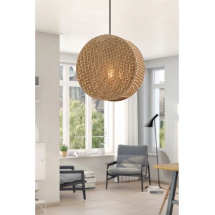 Κρεμαστό φωτιστικό με καλώδιο BIG DRUM 1xE27/60W/230V καφέ