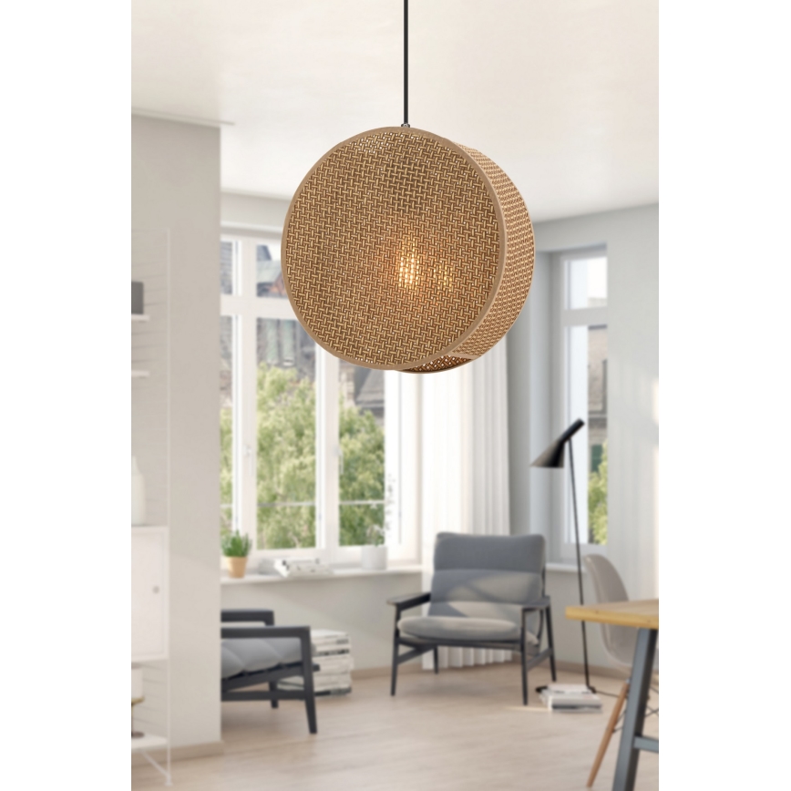 Κρεμαστό φωτιστικό με καλώδιο BIG DRUM 1xE27/60W/230V καφέ